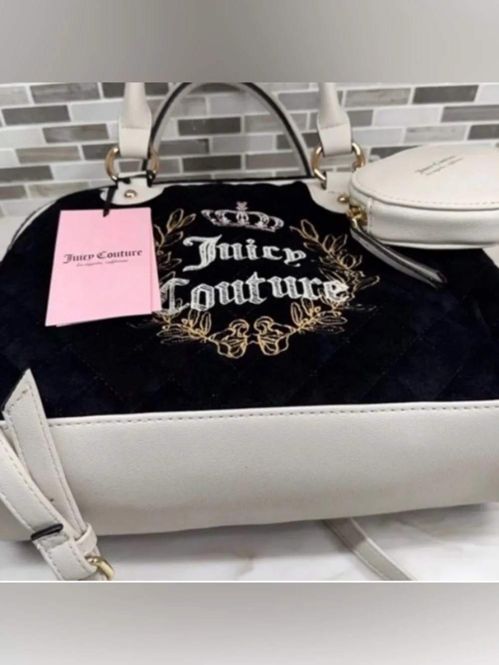Juicy Couture Royal Moment Satchel Bag-Licorice/Crystal NWT